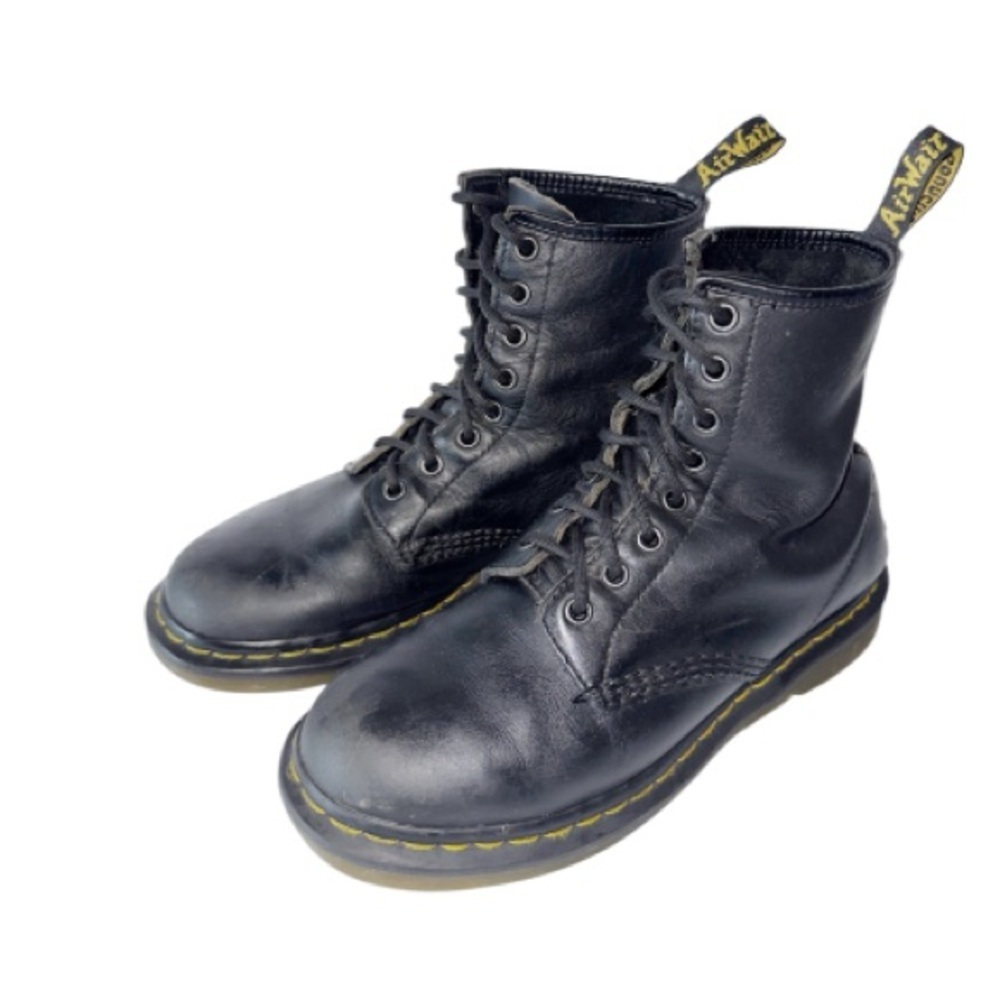 Dr. Martens Black Leather Combat Moto Boots 11821 Grunge Sz 8 Military Punk - Picture 4 of 9